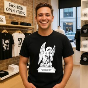 Horror Never Stops But Neither Do I Angel With Rifle T-Shirt