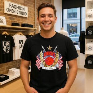 New York Knicks NBA Est.1946 America Flag And Logo T-Shirt
