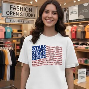 Stars And Stripes And Human Rights USA Flag Liberal Patriotic Equal Rights T-Shirt