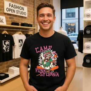 Camp Punk Sylvania Riotsquad Skull With Knife And Molotov Cocktail T-Shirt
