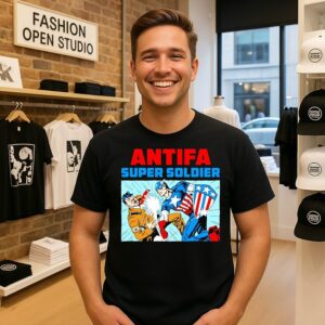 Captain America Punching Hitler Antifa Super Soldier Graphic T-Shirt
