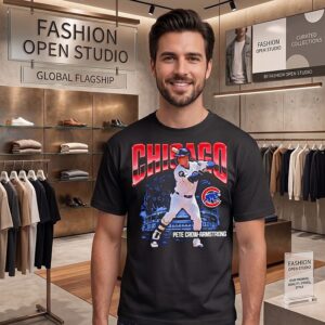 Chicago Cubs Pete Crow-Armstrong Enlarged Player Slugger Swing T-Shirt