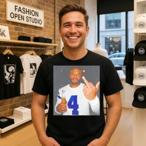 Dark Prescott Holding Beer Middle Finger T-Shirt