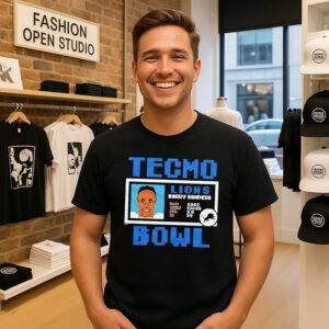 Detroit Lions Barry Sanders Tecmo Bowl Retired Player Graphic T-Shirt