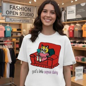 God’s Little Oopsie Daisy Cat Sitting In Chair T-Shirt