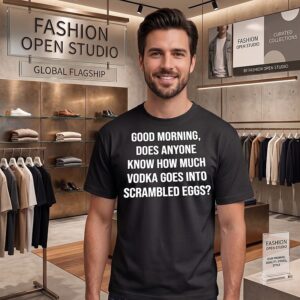Good Morning Does Anyone Know How Much Vodka Goes Into Scrambled Eggs T-Shirt
