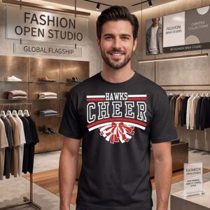 Hutchinson Hawks Cheer Maroon Glitter T-Shirt