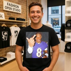 Lamar Jackson Holding Beer Middle Finger T-Shirt