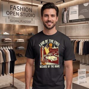 Land Of The Free Because Of The Brave American Patriotic Farm T-Shirt
