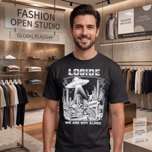 Loside We Are Not Alone Ufo Motorcycle Desert T-Shirt
