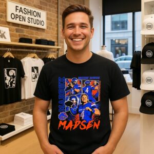 Maddux Madsen No.4 Boise State Broncos Number And Logo Football T-Shirt