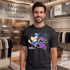 Neon Genesis Evangelion Shinji Ikari And Rei Ayanami With Eva Unit-01 T-Shirt