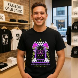 Open The Portal To Greater Cosmic Forces Pentagram Skull T-Shirt