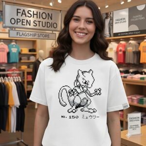 Rm Bts Worn Pokemon Mewtwo No 150 Retro Pixel Art Graphic T-Shirt