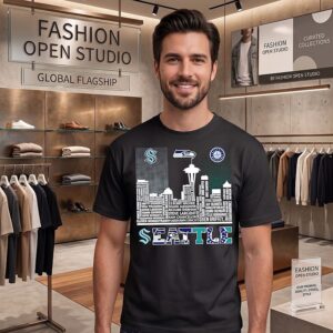 Seattle Kraken Seahawks Mariners Skyline Players Names T-Shirt
