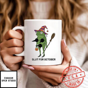 Slut For October Mug, Funny Frog Halloween Coffee Cup