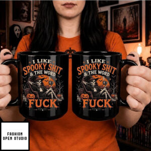 Spooky Shit & The Word Fuck Black Halloween Mug