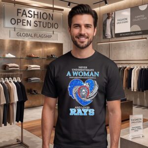 Tampa Bay Rays Never Underestimate A Woman Who Understands Baseball And Loves Diamond Heart T-Shirt