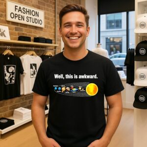 Well This Is Awkward Solar System Flat Earth T-Shirt