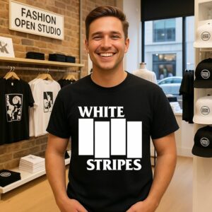 White Stripes Black Flag Logo Punk Rock T-Shirt