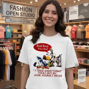Wile E Coyote Beep Beep Your Ass I Tried Everything Then I Got My Acme Assault Rifle T-Shirt