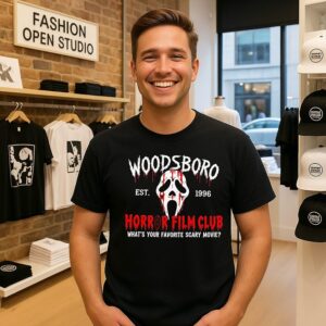 Woodsboro Horror Film Club What’s Your Favorite Scary Movie T-Shirt