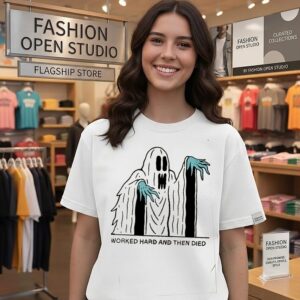 Worked Hard And Then Died Ghost T-Shirt