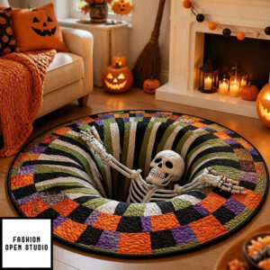 3d Pumpkin Vortex Illusion Rug, Pumpkin Halloween Rug