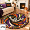 3d Spooky Vortex Skeleton Round Rug, Halloween 3d Optical Illusion Rug