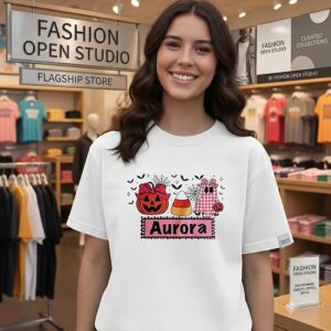 Aurora Personalized Halloween Pumpkin And Ghost T-Shirt