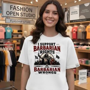 Barbarian Rights Barbarian Wrongs Warrior Viking Shield Sword T-Shirt