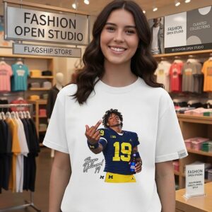 Bryce Underwood Michigan Wolverines Holding Beer Middle Finger T-Shirt
