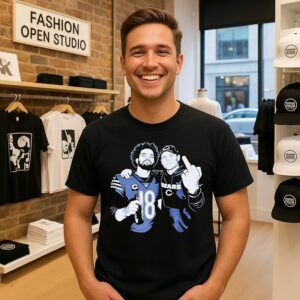 Caleb Williams And Ben Johnson Chicago Bears Middle Finger Meme T-Shirt
