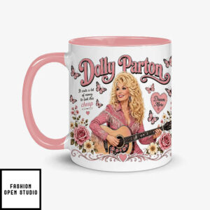 Dolly Parton Pink Country Music Butterfly Floral Western Nashville Singer Gift Mug