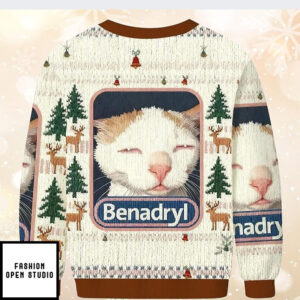Funny Benadryl Cat Meme Ugly Christmas Sweater