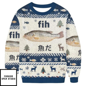 Funny Fish Meme Japanese Ugly Christmas Sweater, Fih Fish Shirt