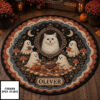 Ghost Picnic Cat Rug, Custom Pet Name Round Carpet