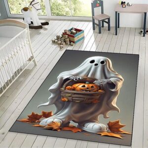 Halloween Ghost Rug, Pumpkin Basket, Fall Leaves