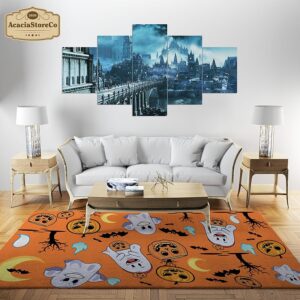 Halloween Pumpkin Area Rug – Spooky Jack O Lantern Carpet