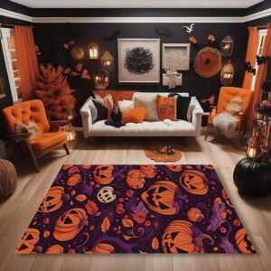 Halloween Pumpkin Halloween Ghosts Pattern Rectangle Rug