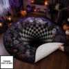 Halloween Quilted Rug, Spooky Graveyard Round Rug