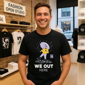 Hood News Meteorology 75 We Out Here Weather Reporter T-Shirt