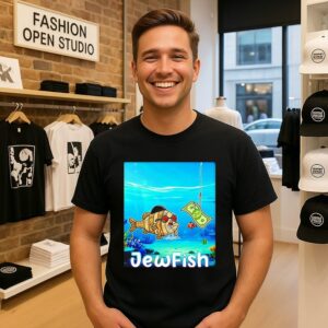 Jewfish Cartoon Fish With Money Hook T-Shirt