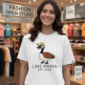 Lake America Goose Lake America Est. 2026′ Cute Duck Goose Graphic T-Shirt