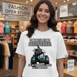 Lesbian Tractor Witch Congratulations Curse Removal Meme T-Shirt