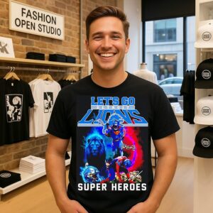 Let’s Go Detroit Lions Super Heroes Illustration T-Shirt