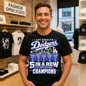 Los Angeles Dodgers 2026 Nl West Champions 5 In A Row T-Shirt
