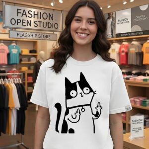 Middle Finger Cat Funny T-Shirt