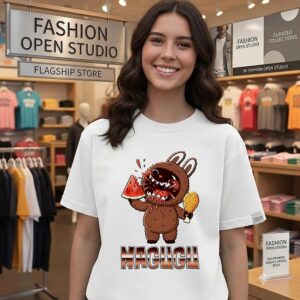 Nagugu Bunny Eating Watermelon And Chicken T-Shirt