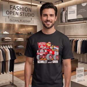 Ohio State Buckeyes Scarlet And Gray Michigan Penn State Alabama Tied Up Mascot T-Shirt